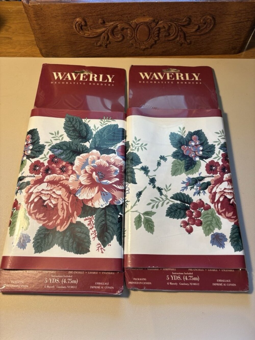 Waverly Pleasant Valley Floral 9" X 5 Yards Wall Border 562910 Vtg 2 pkgs NOS